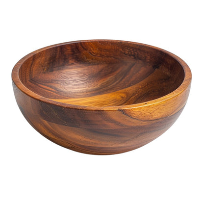 SPACA Handcrafted Acacia Wood Salad Bowl - 10-Inch Round Solid Wooden Serving Bowl for Fruits and Salads