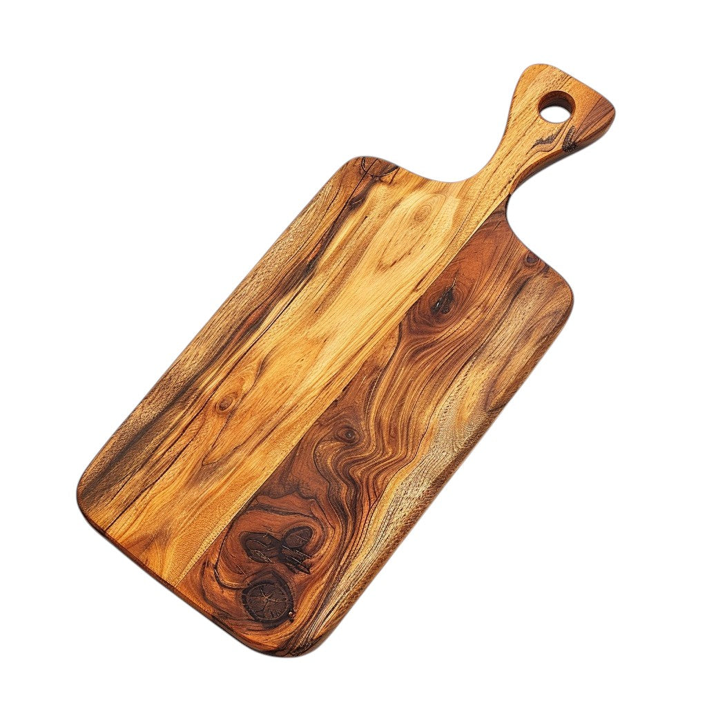 SPACA Solid Acacia Wood Cutting Board with Handle - Rectangle Paddle Chopping Board for Kitchen and Serving Platter